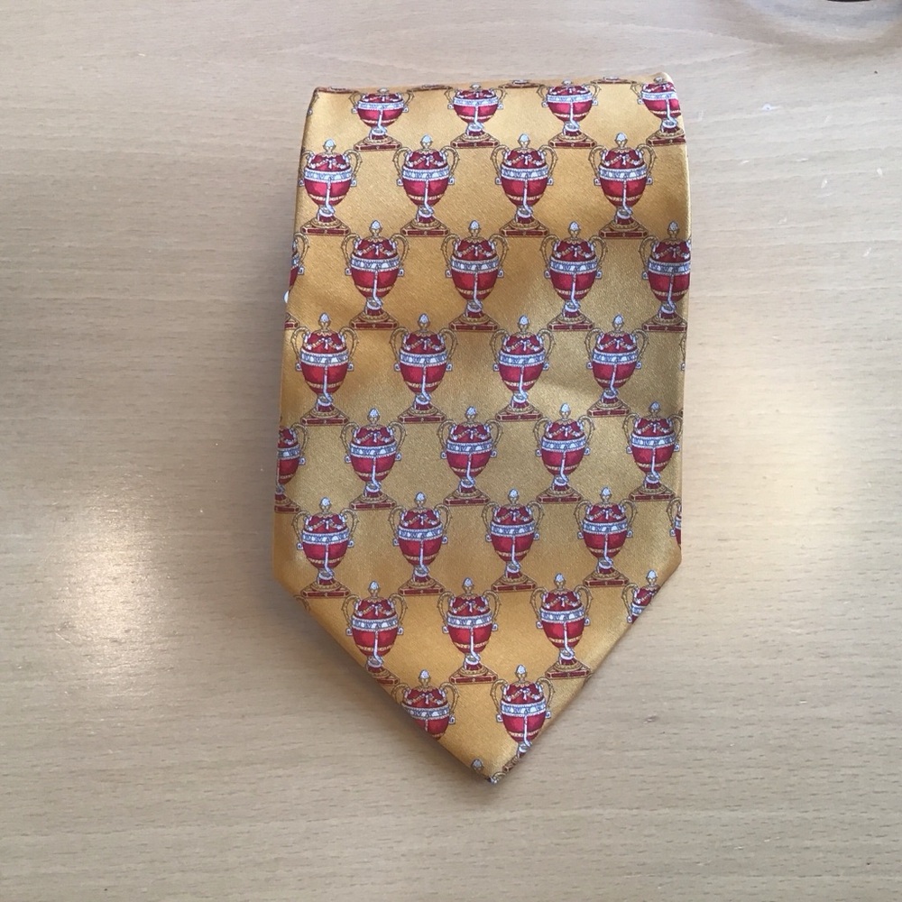 NEW‎ Faberge Silk Tie Necktie Imperial Egg Geometric Print Tie Yellow Gold Red